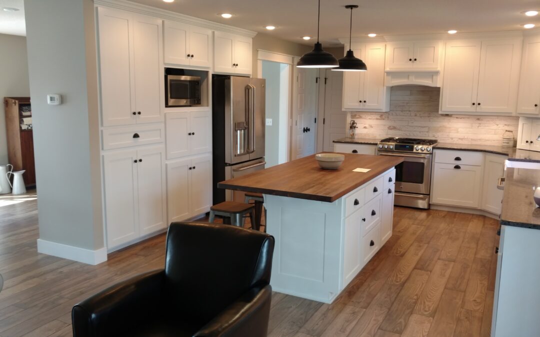 White Kitchen with Walnut top