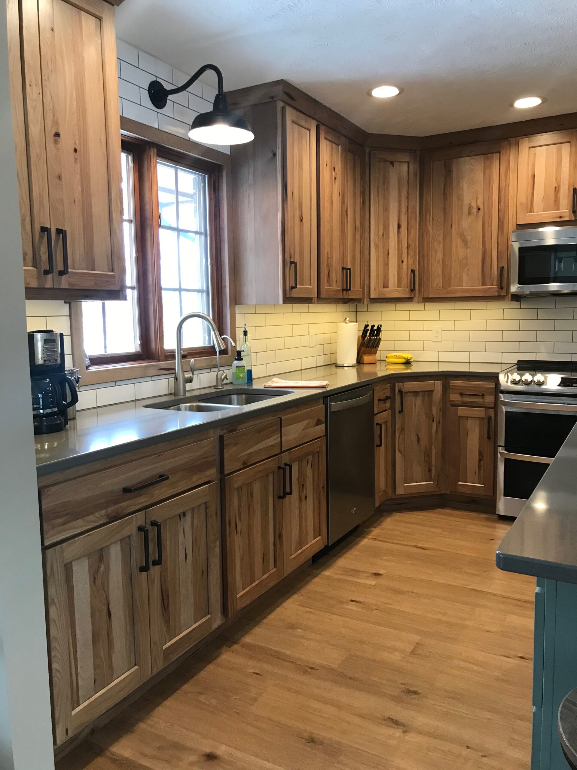 Rustic Hickory Farmhouse Kitchen - Wheat Country WoodWorks LLC